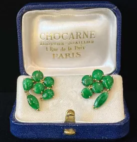 1960s FRENCH Jade Cluster Earrings