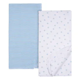 2-Pack Baby Boys Boy Stars Flannel Blankets