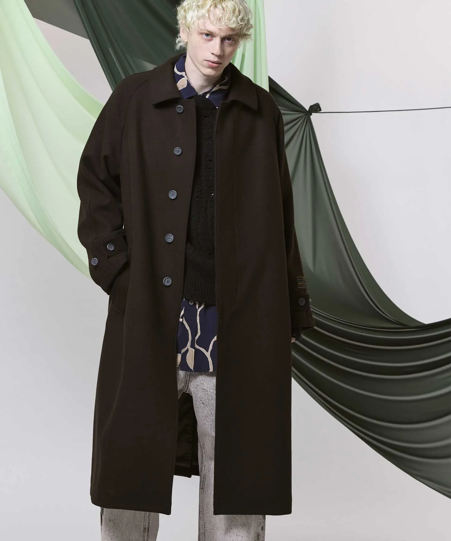 【24AW PRE-ORDER】Super170s Prime-Over Melton Balmachan Coat