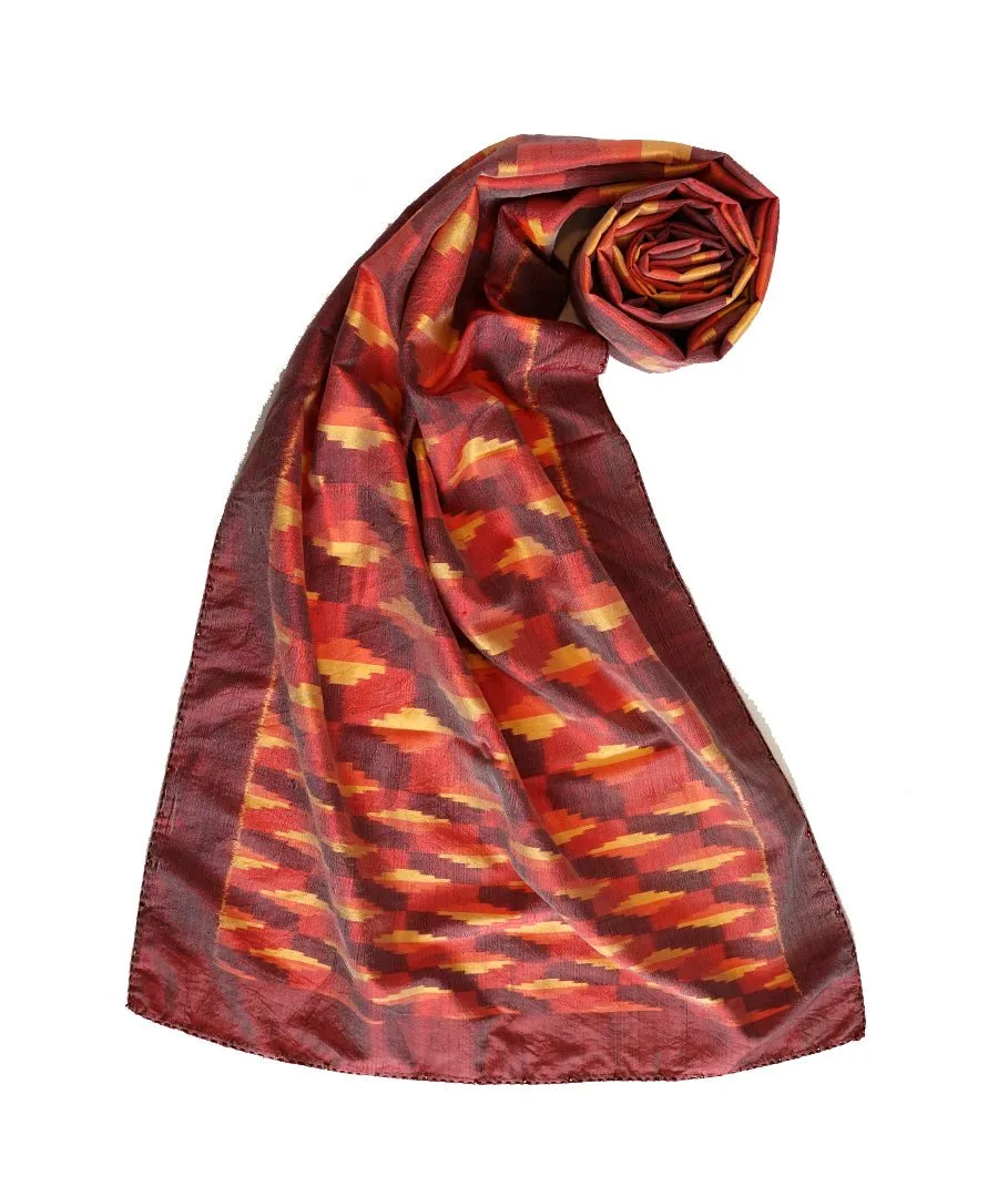 3D - ORANGE/RED Handwoven SILK STOLE