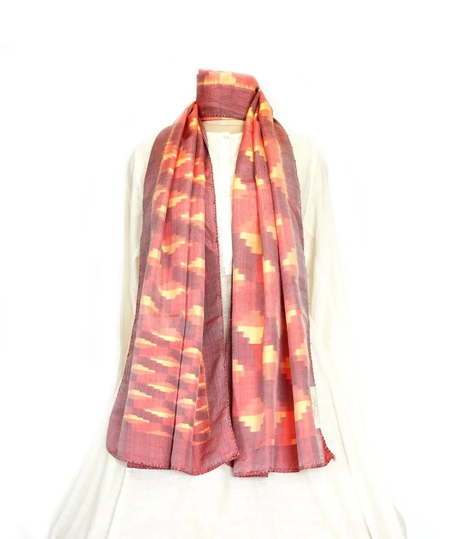 3D - ORANGE/RED Handwoven SILK STOLE