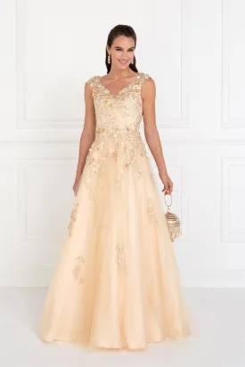 A-Line Long Prom Dress WIth Embroidery