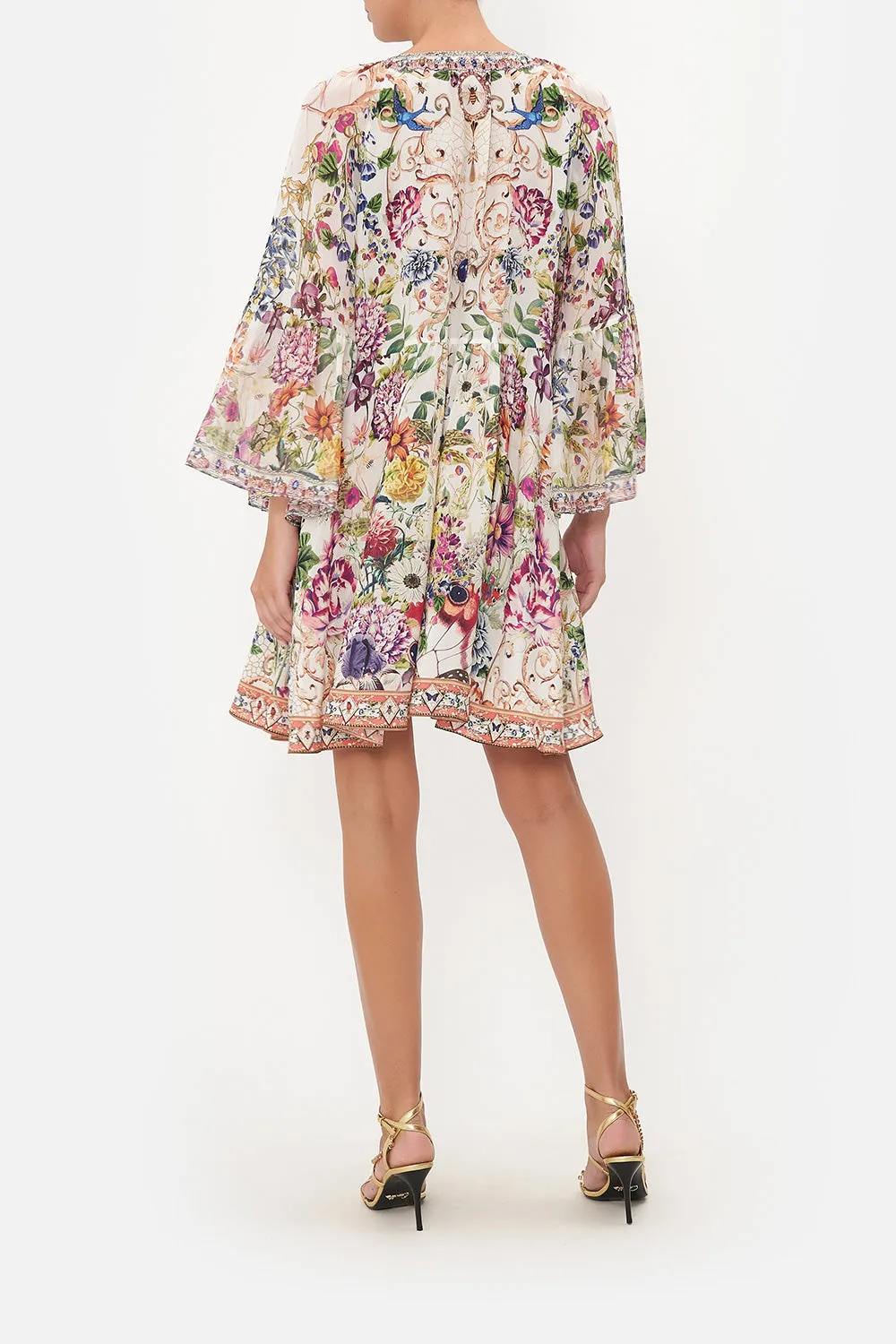 A-LINE RUFFLE SLEEVE DRESS QUEENS BEE HIVE