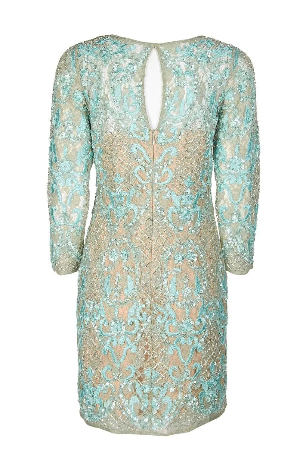 Aidan Mattox - MD1E200660 Embellished Lace Long Sleeve Sheath Dress