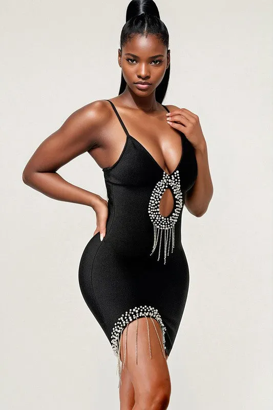 All Class- Black Bodycon Dress with Sequin Details