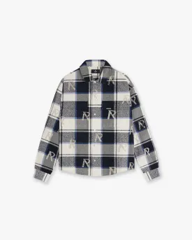 All Over Initial Flannel Shirt - Blue Check