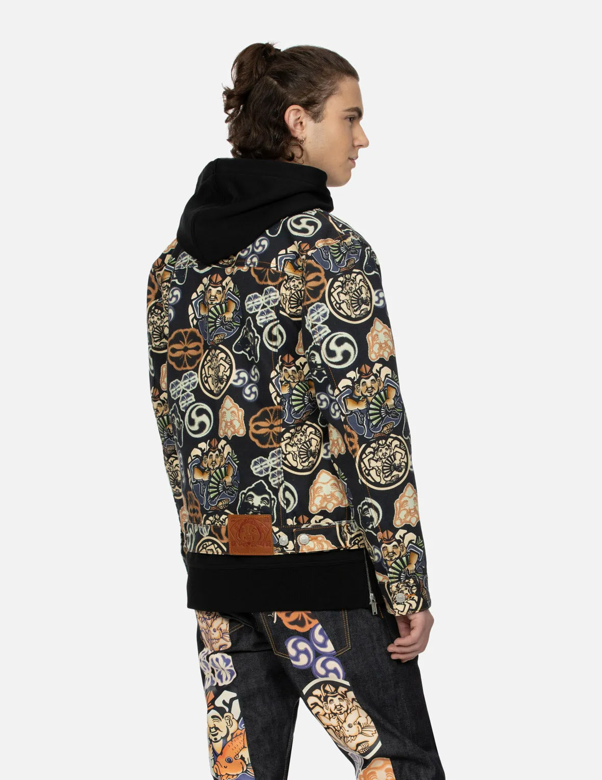 Allover Godhead and Kamon Print Regular Fit Jacket