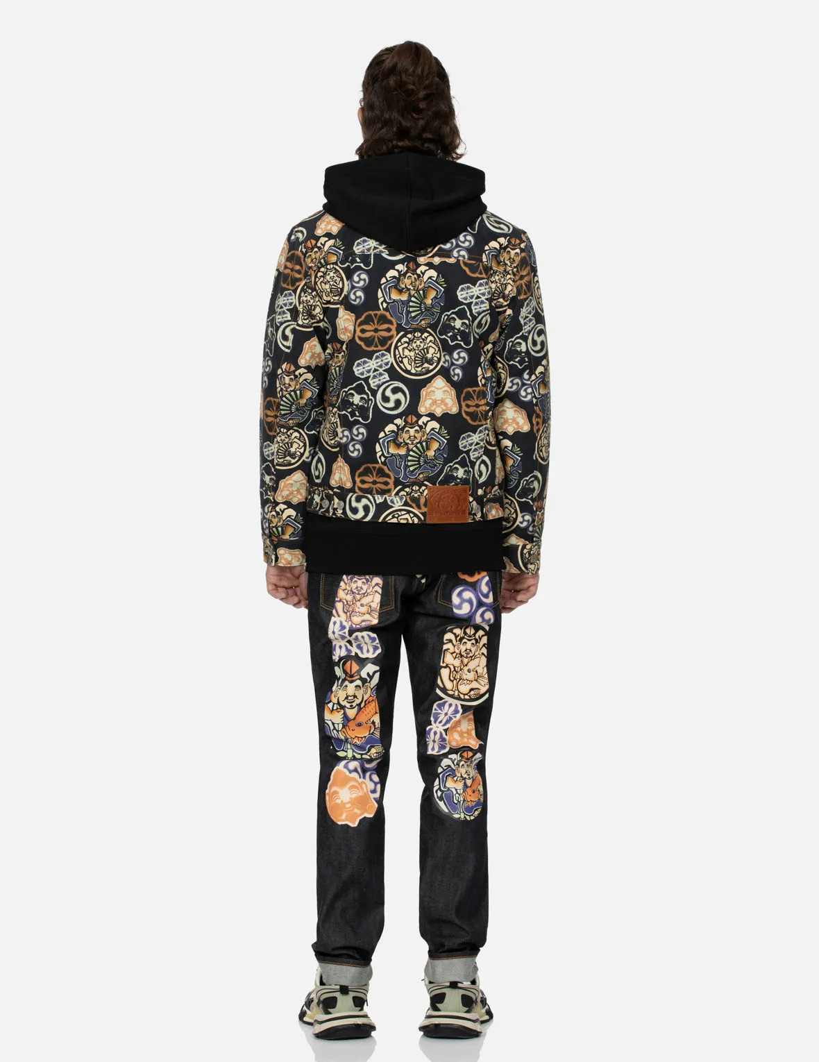 Allover Godhead and Kamon Print Regular Fit Jacket