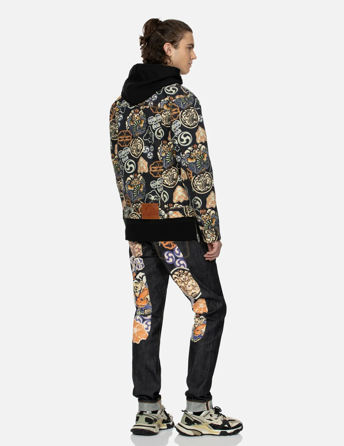 Allover Godhead and Kamon Print Regular Fit Jacket