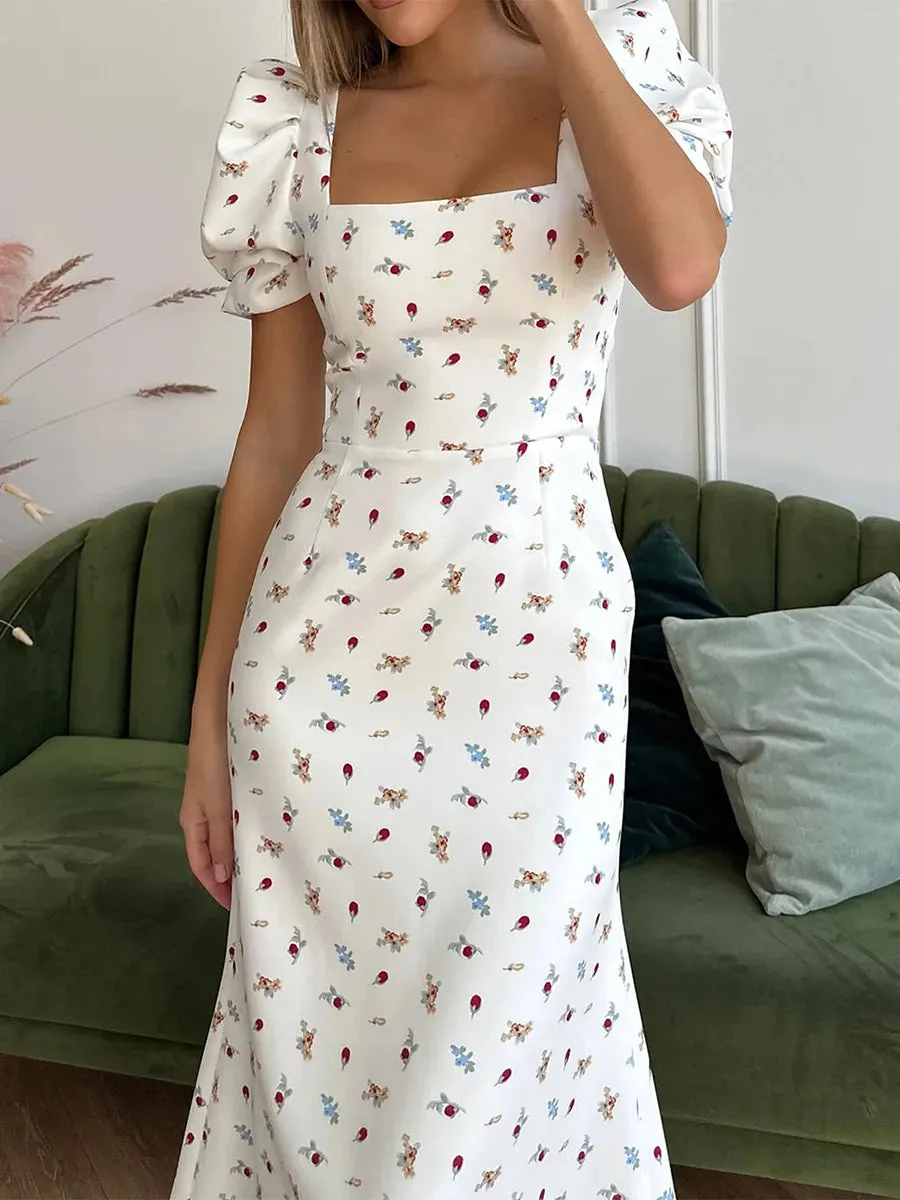 Années 60 Robe Midi Imprimé Boheme