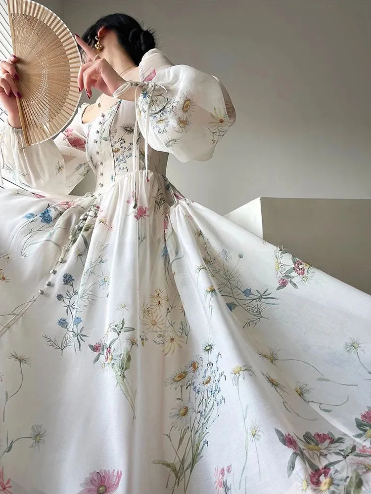 Années 60 Robe Midi Imprimée Provence Glamour