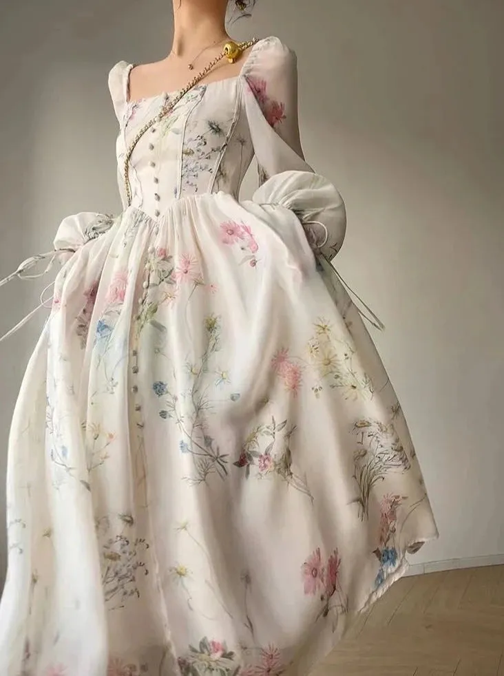 Années 60 Robe Midi Imprimée Provence Glamour