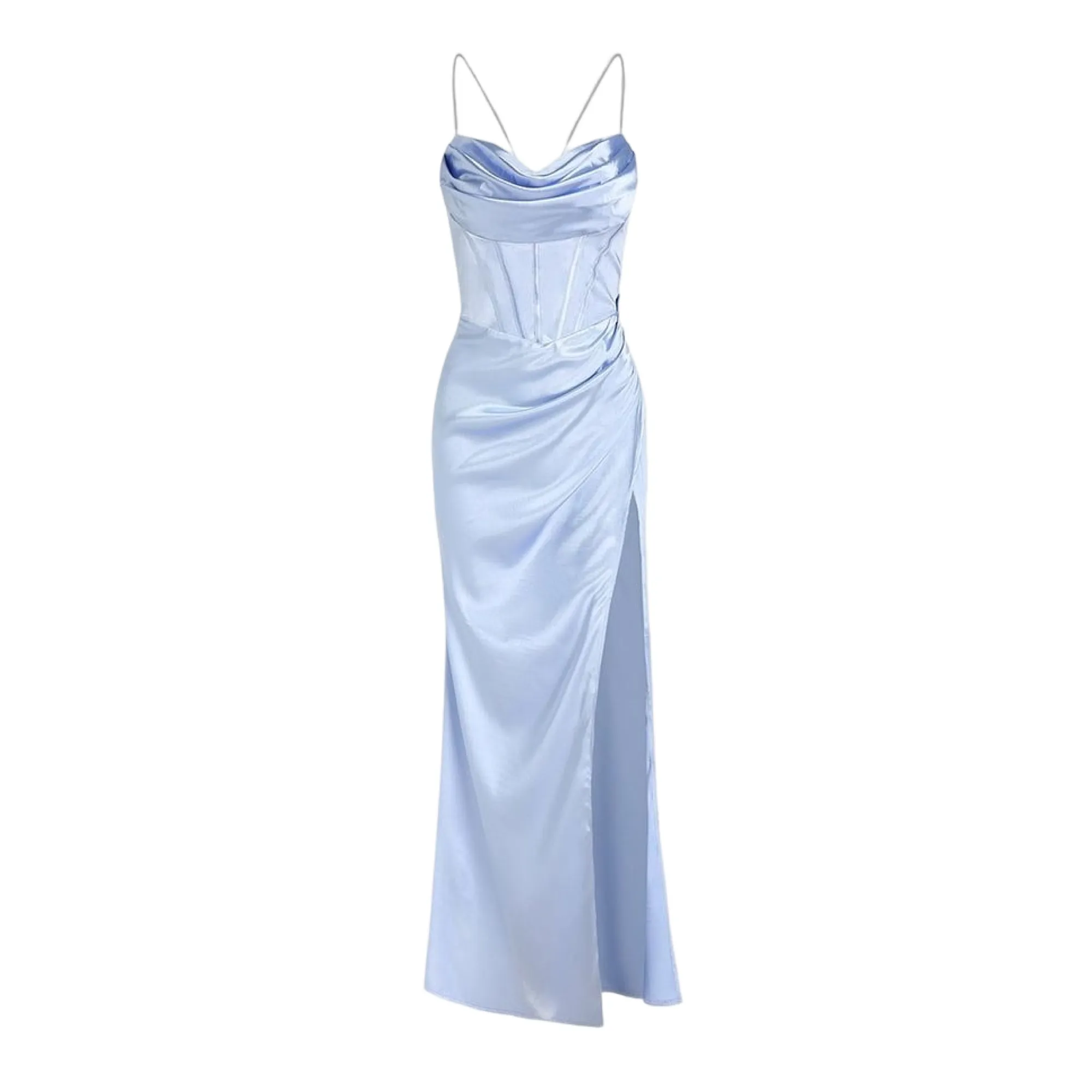 Années 80 Robe De Soirée Longue Bustier En Satin