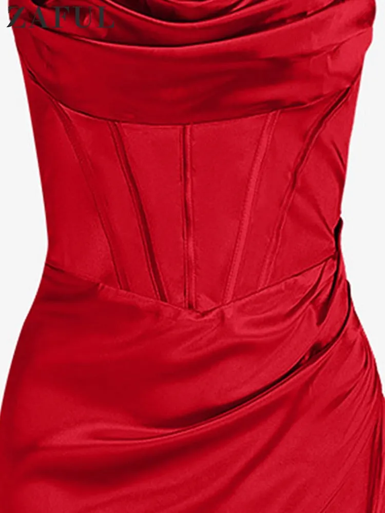 Années 80 Robe De Soirée Longue Bustier En Satin