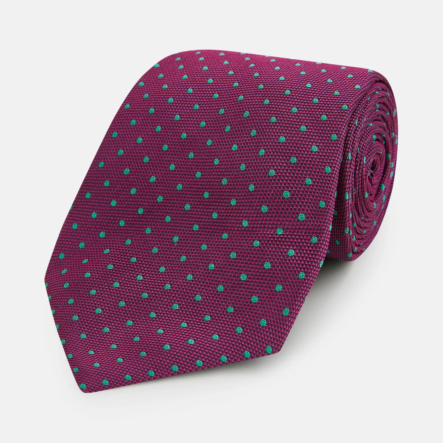 Antique Pink and Green Micro Dot Silk Tie