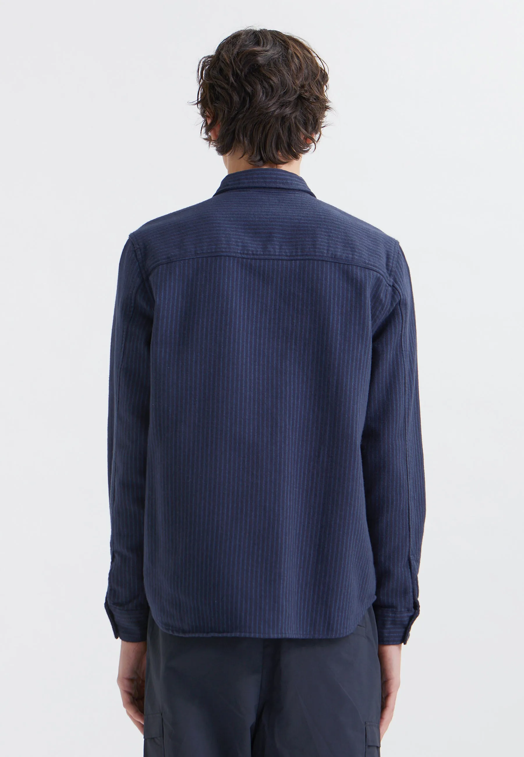 Avenir Stripe Flannel Shirt - navy