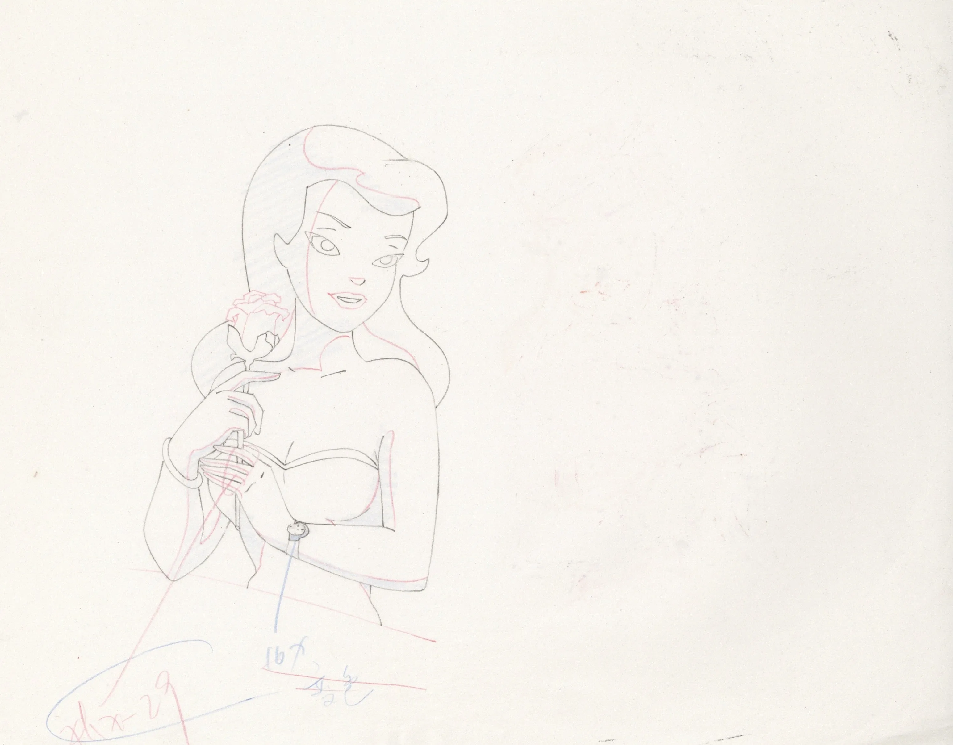 Batman The Animated Series Original Production Drawing: Pamela Isley