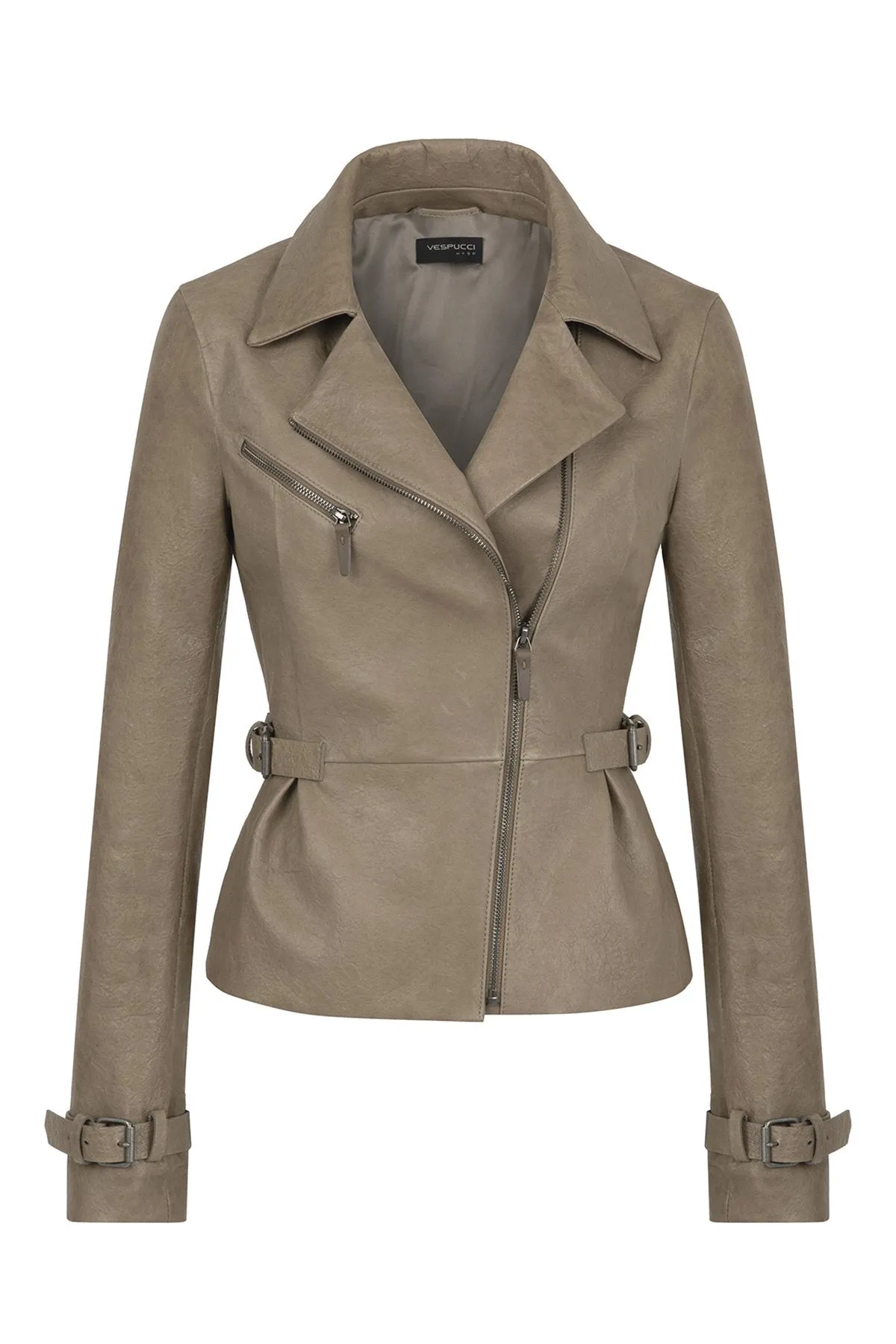 Beige Leather Jacket