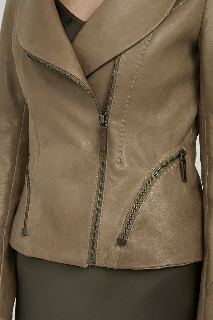 Beige Leather Jacket