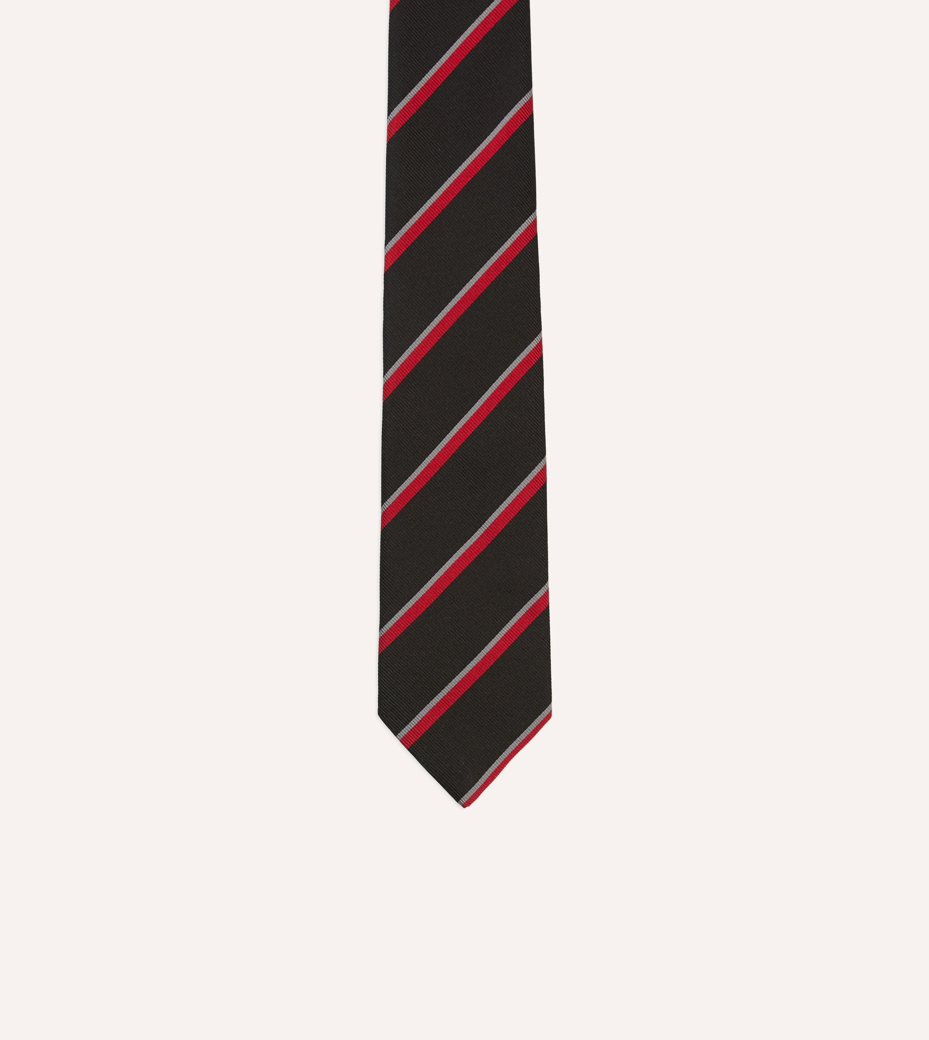 Black and Red Stripe Tipped Repp Silk Tie