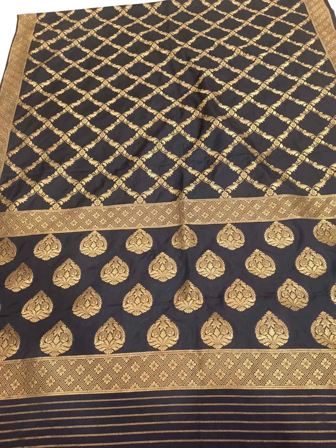 Black Banarasi Silk Dupatta