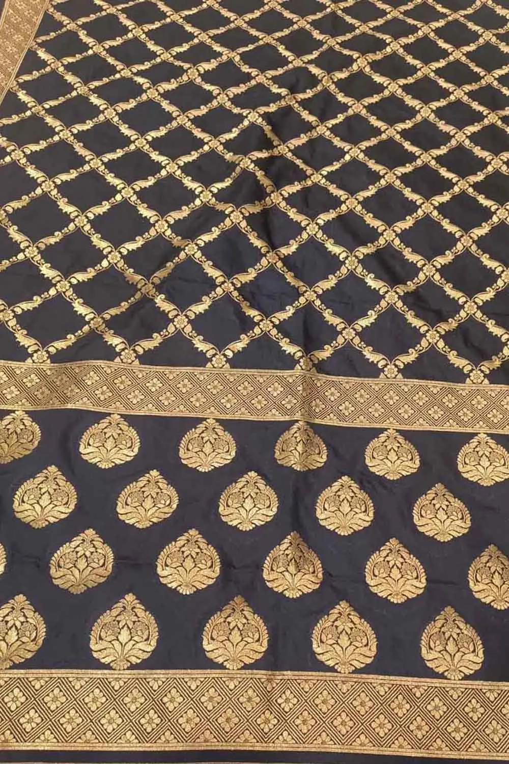 Black Banarasi Silk Dupatta