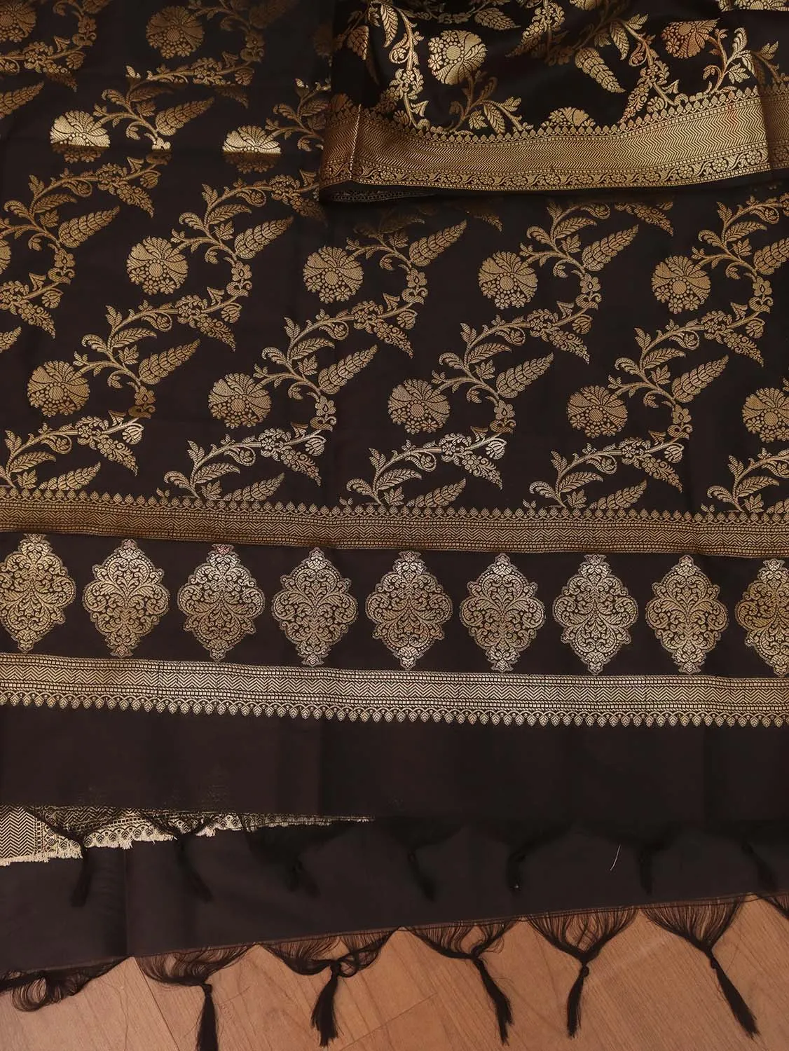 Black Banarasi Silk Dupatta