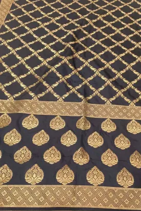 Black Banarasi Silk Dupatta