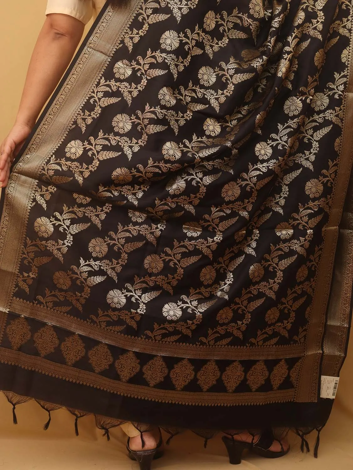 Black Banarasi Silk Dupatta