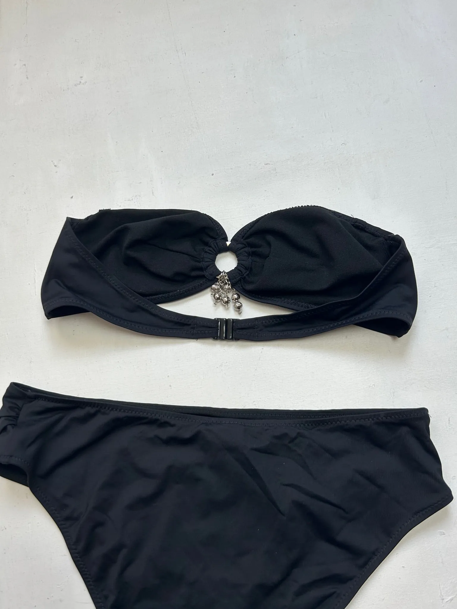 Black pearls y2k vintage bikini set (M)