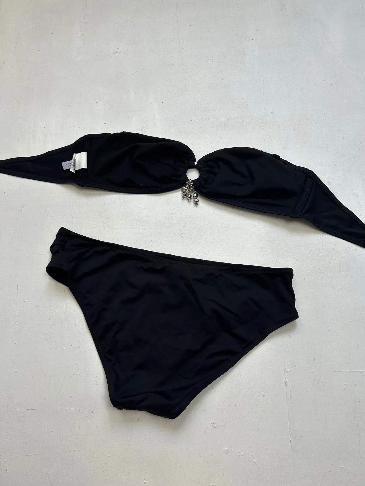 Black pearls y2k vintage bikini set (M)