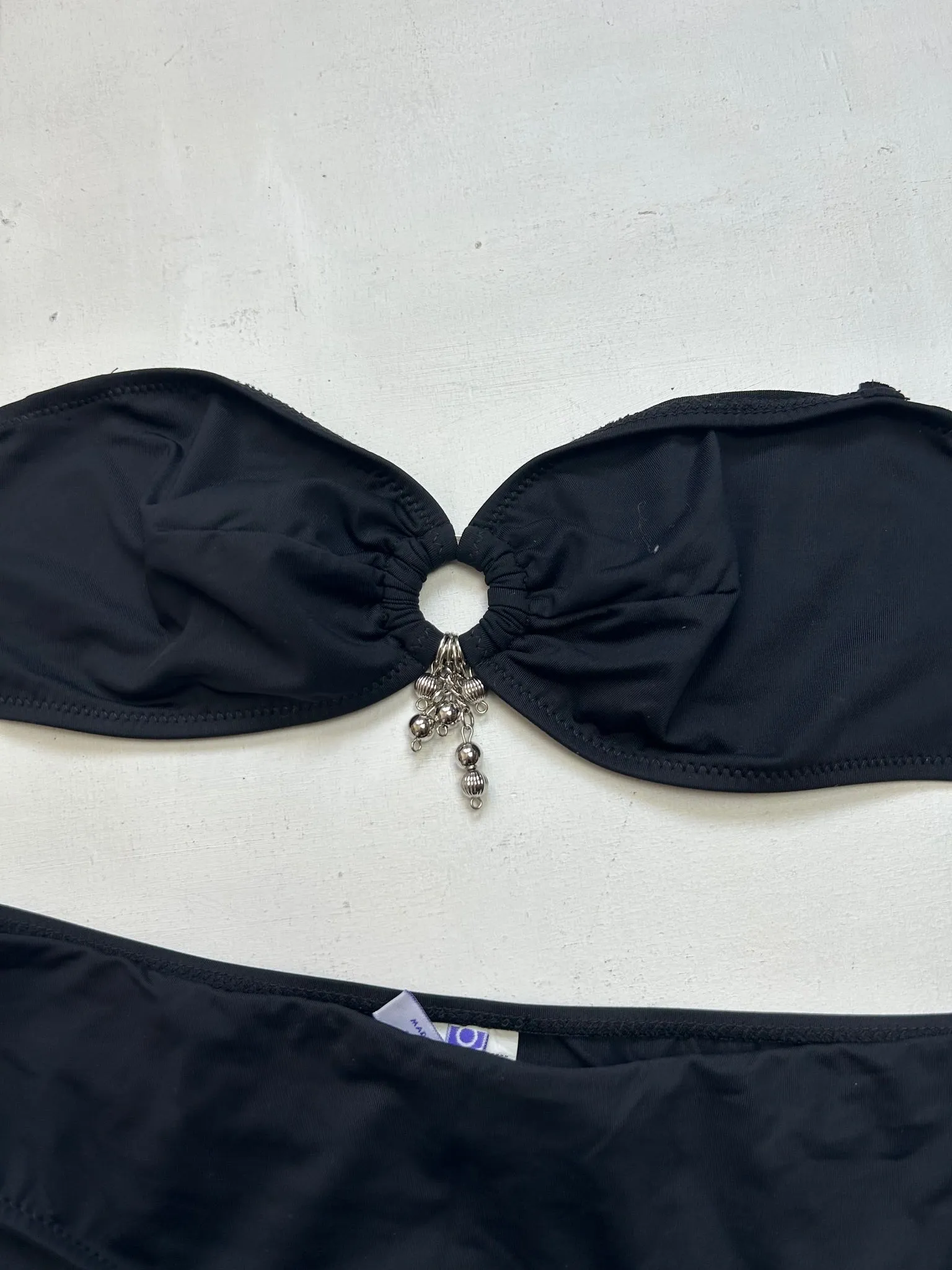 Black pearls y2k vintage bikini set (M)