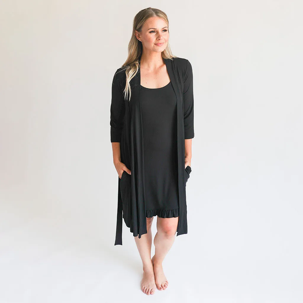 Black Ribbed Robe