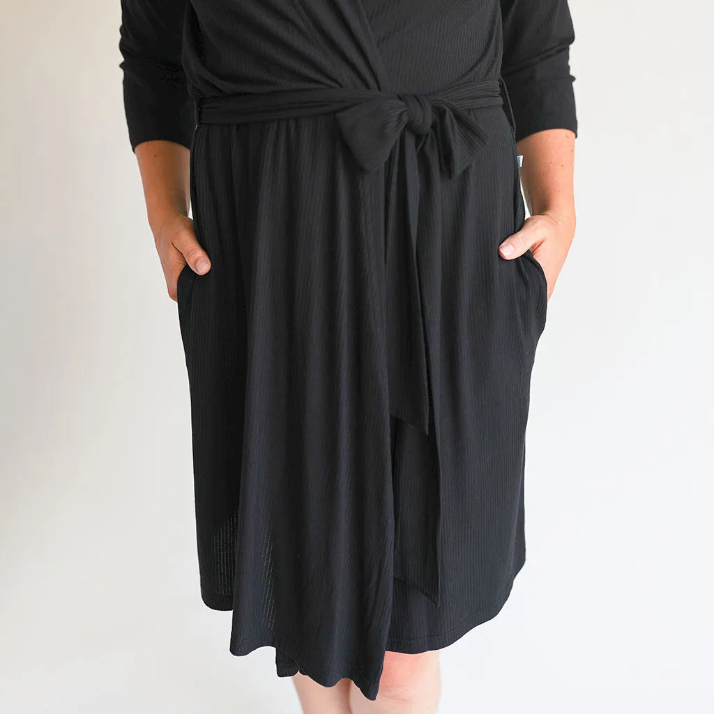 Black Ribbed Robe