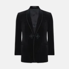 Black Single Breasted Velvet Smoking Jacket