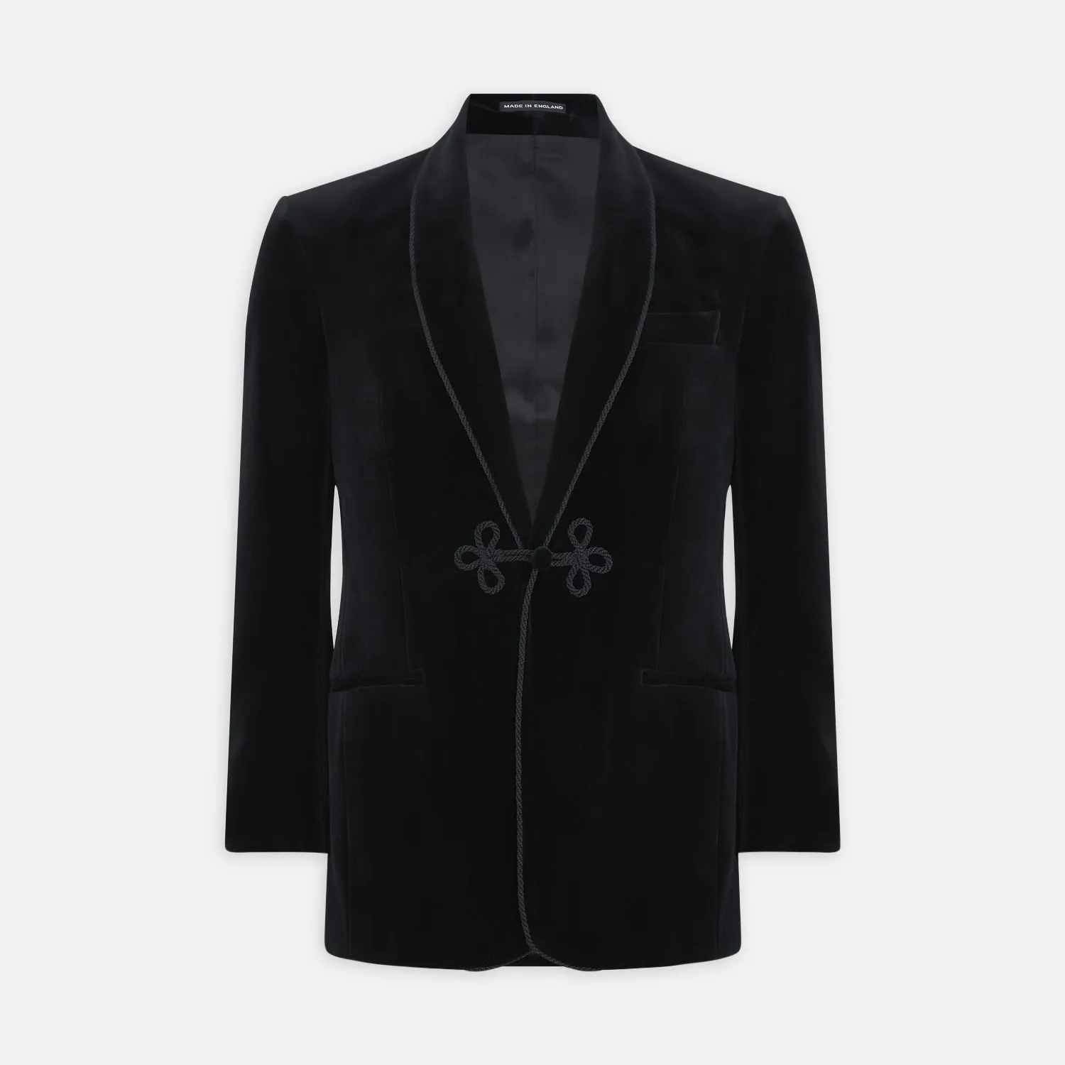 Black Single Breasted Velvet Smoking Jacket