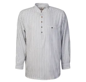 Blue & Ivory Stripe Cotton Grandfather Shirt