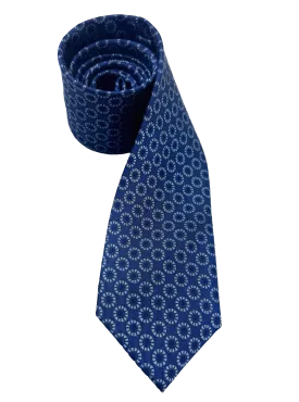 Blue Circle Print Silk Tie