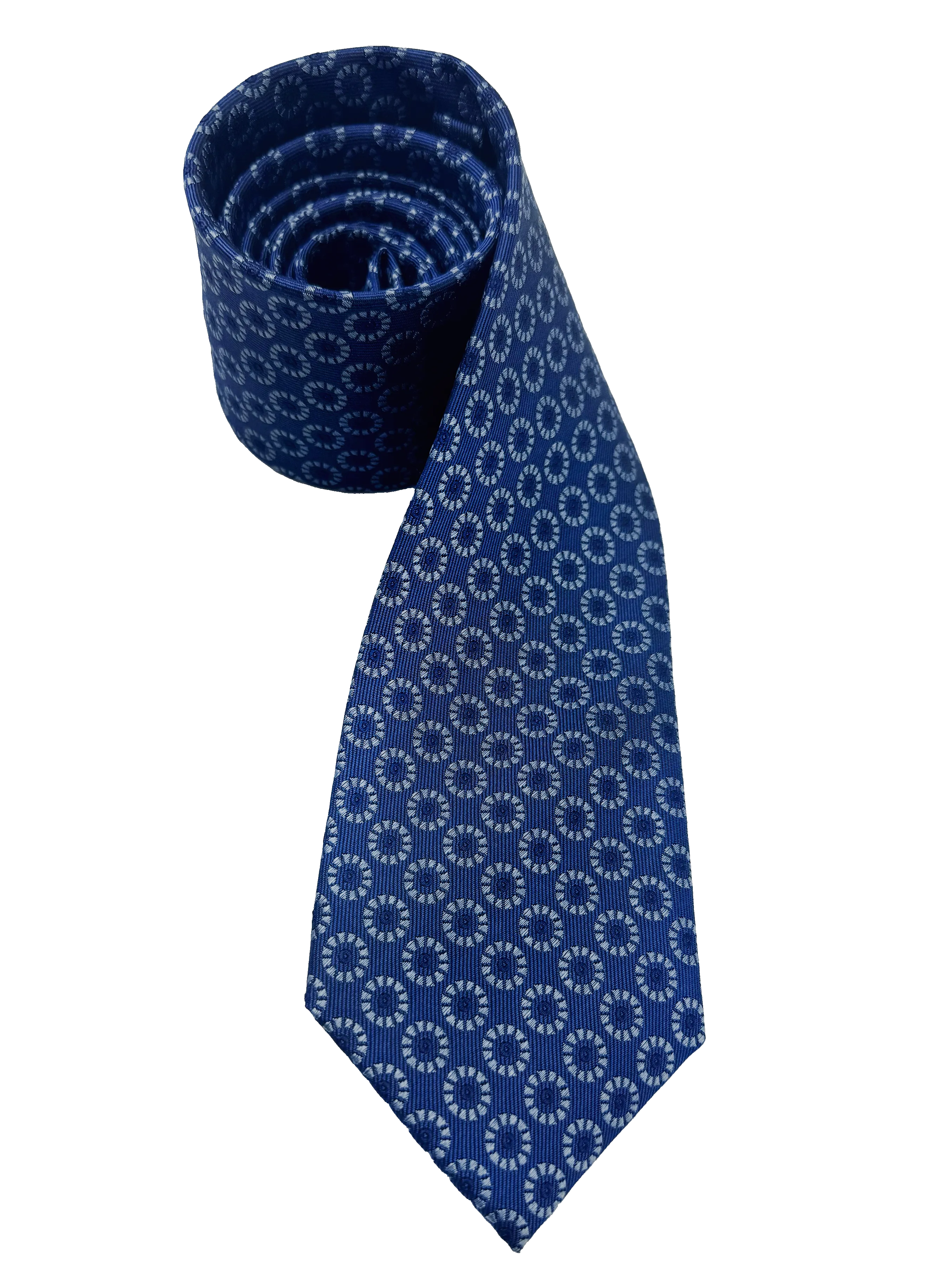 Blue Circle Print Silk Tie