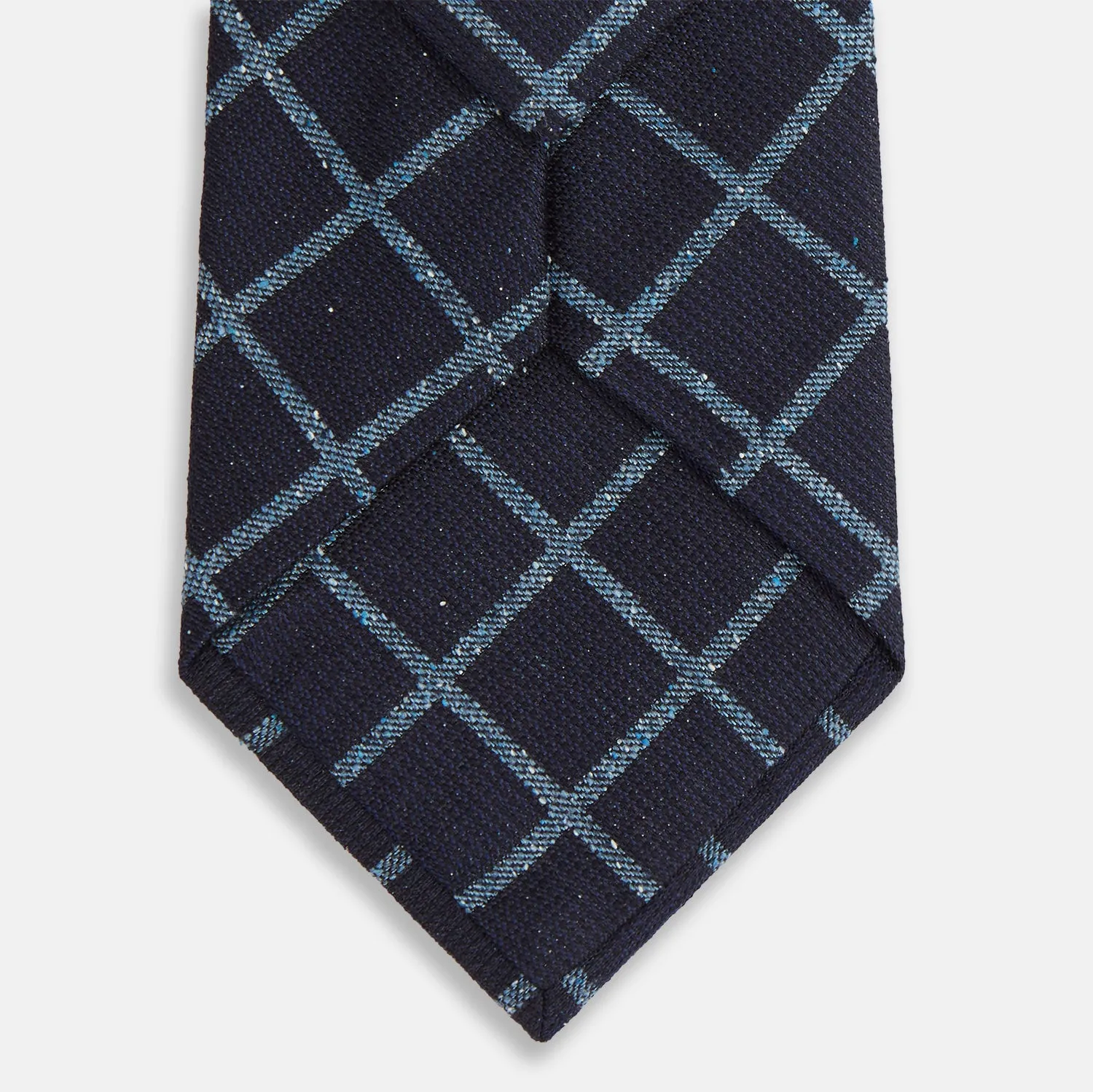 Blue Diagonal Check Silk Blend Tie