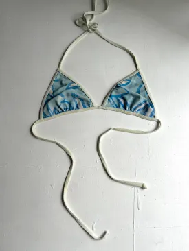 Blue reversible 2 in 1 adjustable y2k vintage bikini top (S/M)