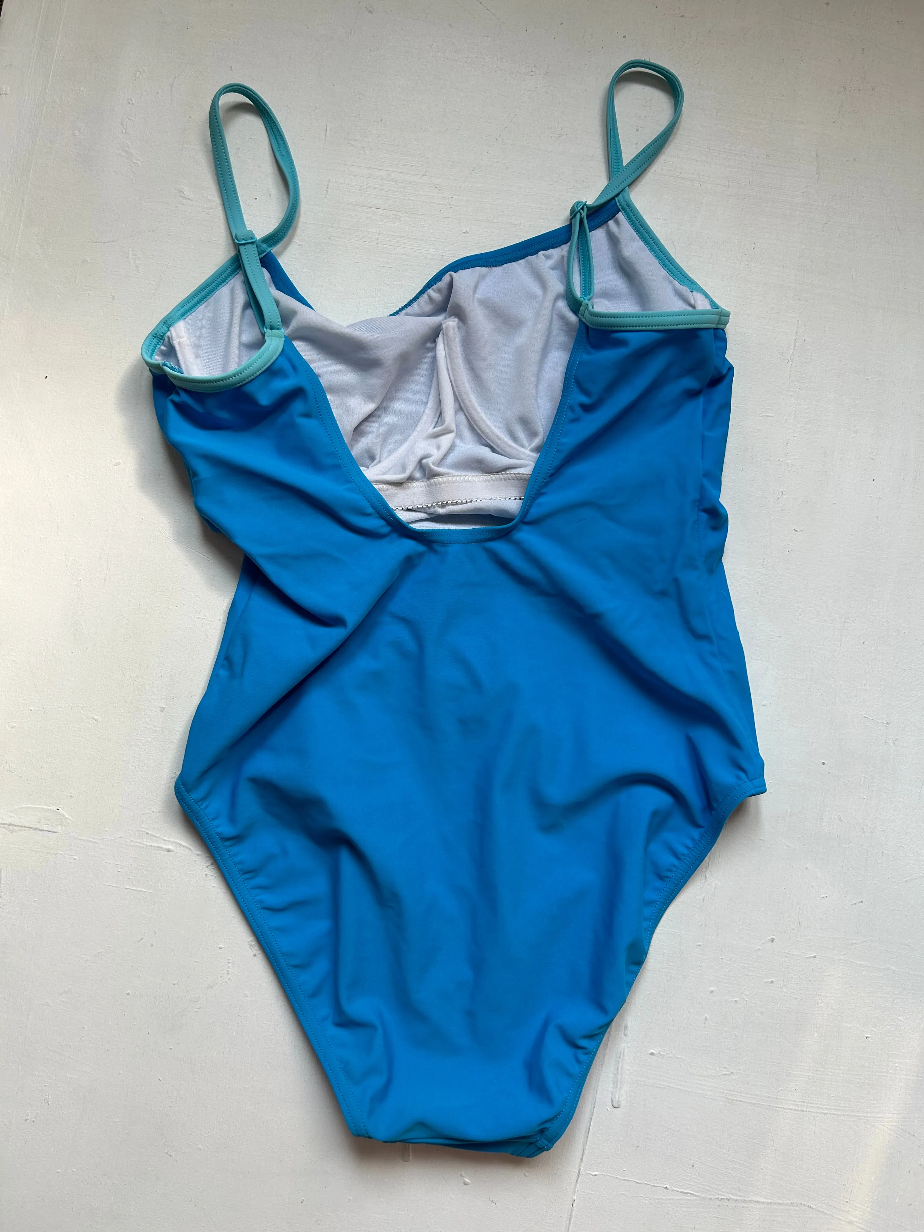 Blue ruched swimsuit body (L)