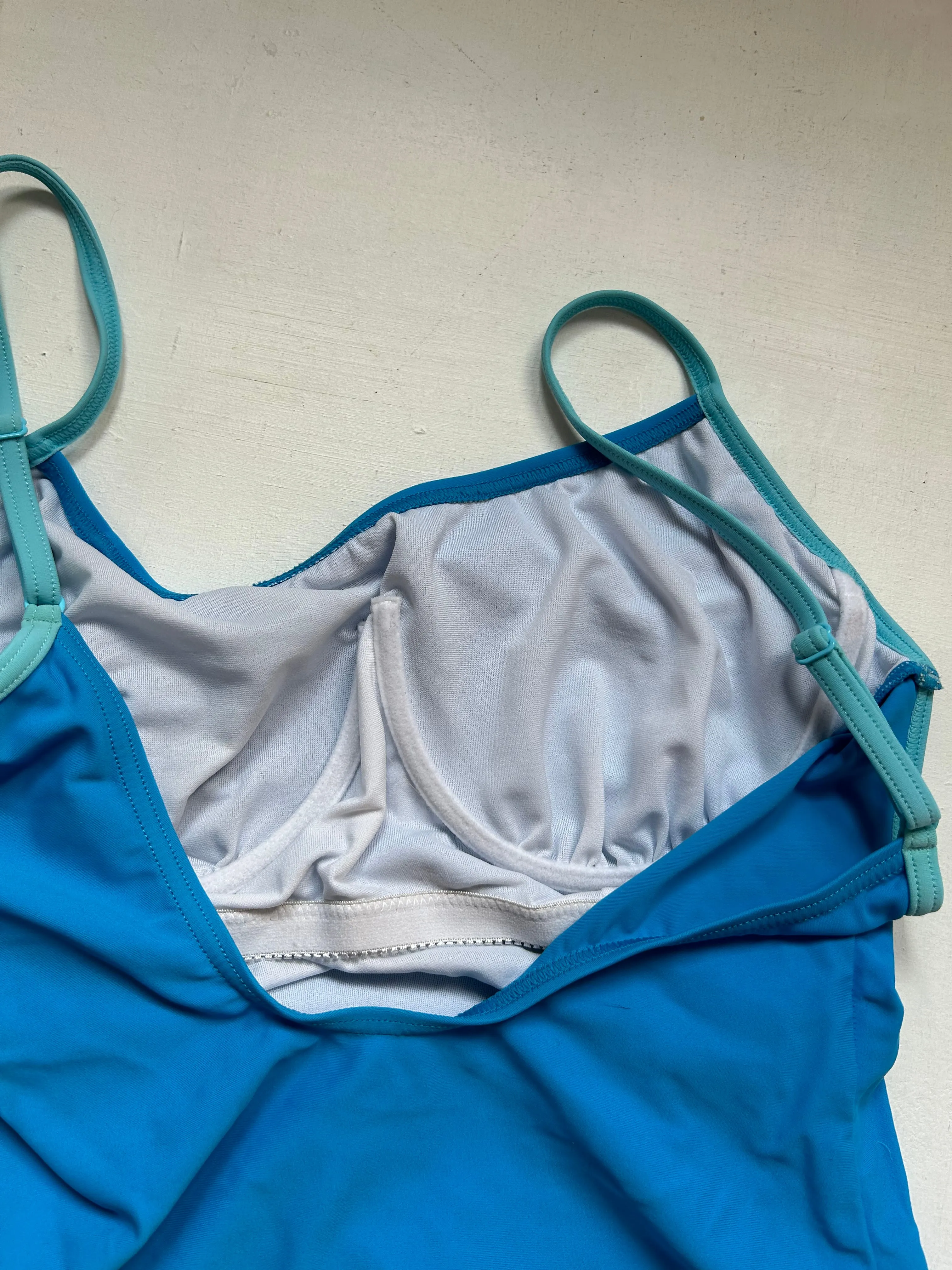 Blue ruched swimsuit body (L)