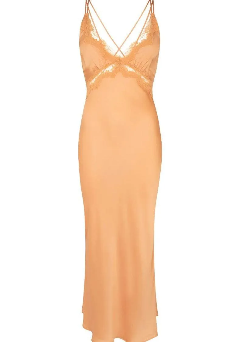 Boudoir Slip Dress in Coral Gold