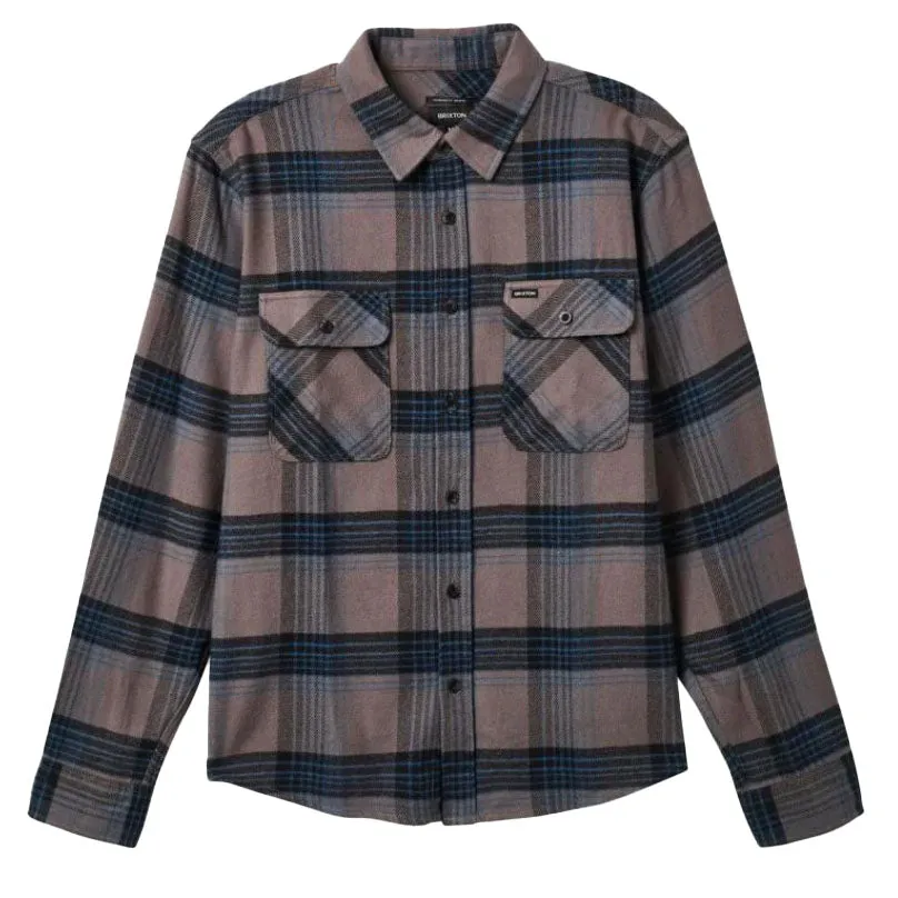 BOWERY LS FLANNEL BLACK OCEAN BLUE