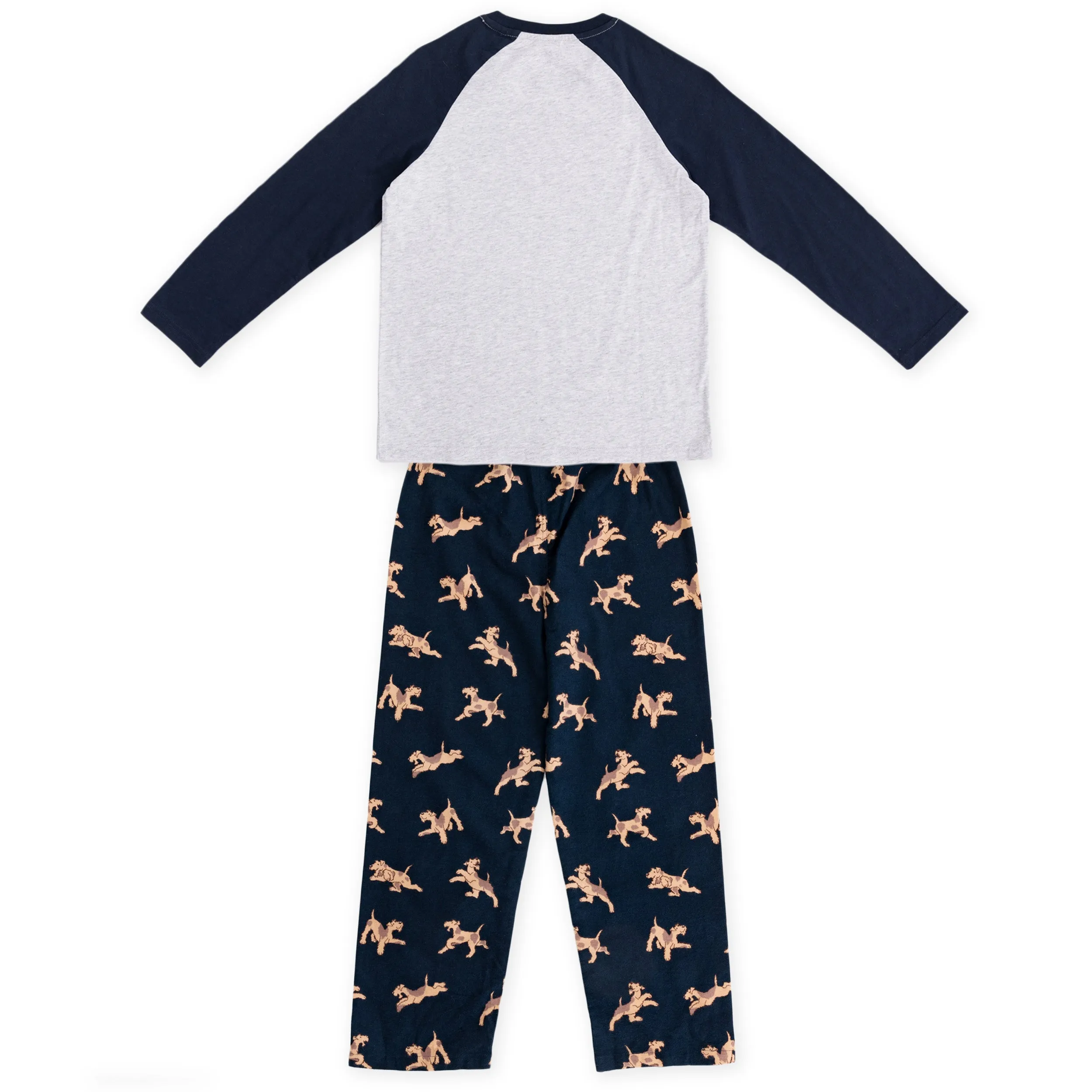 Boy's Airedales Flannel Long Sleeve Pyjama Set - Navy