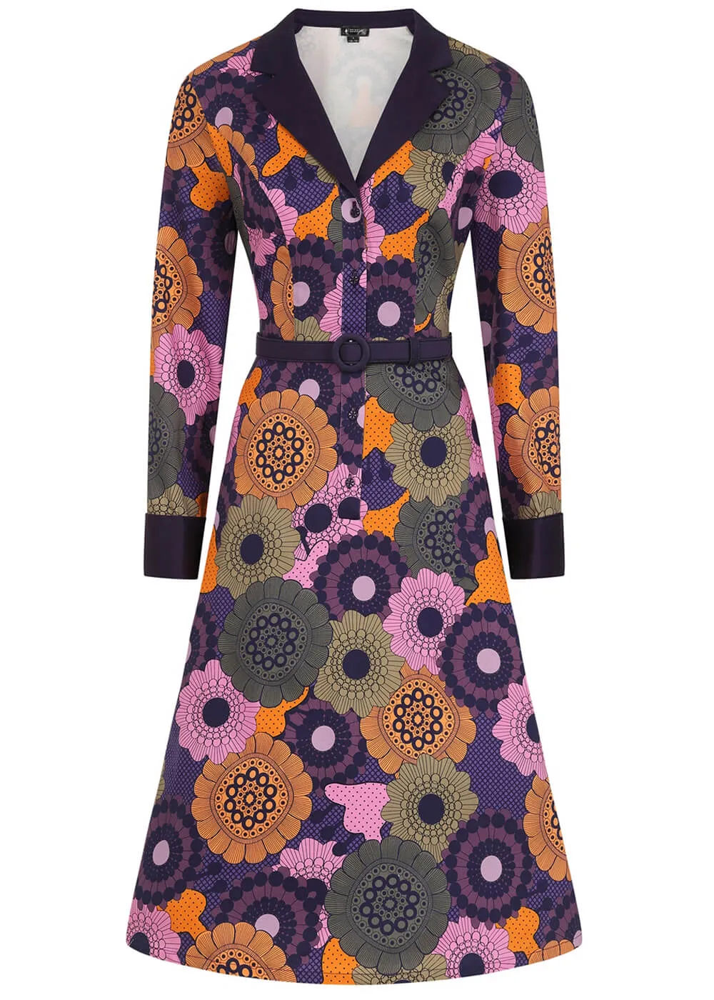 Bright &amp; Beautiful Gracen Groovy Floral 60's A-Line Dress Multi