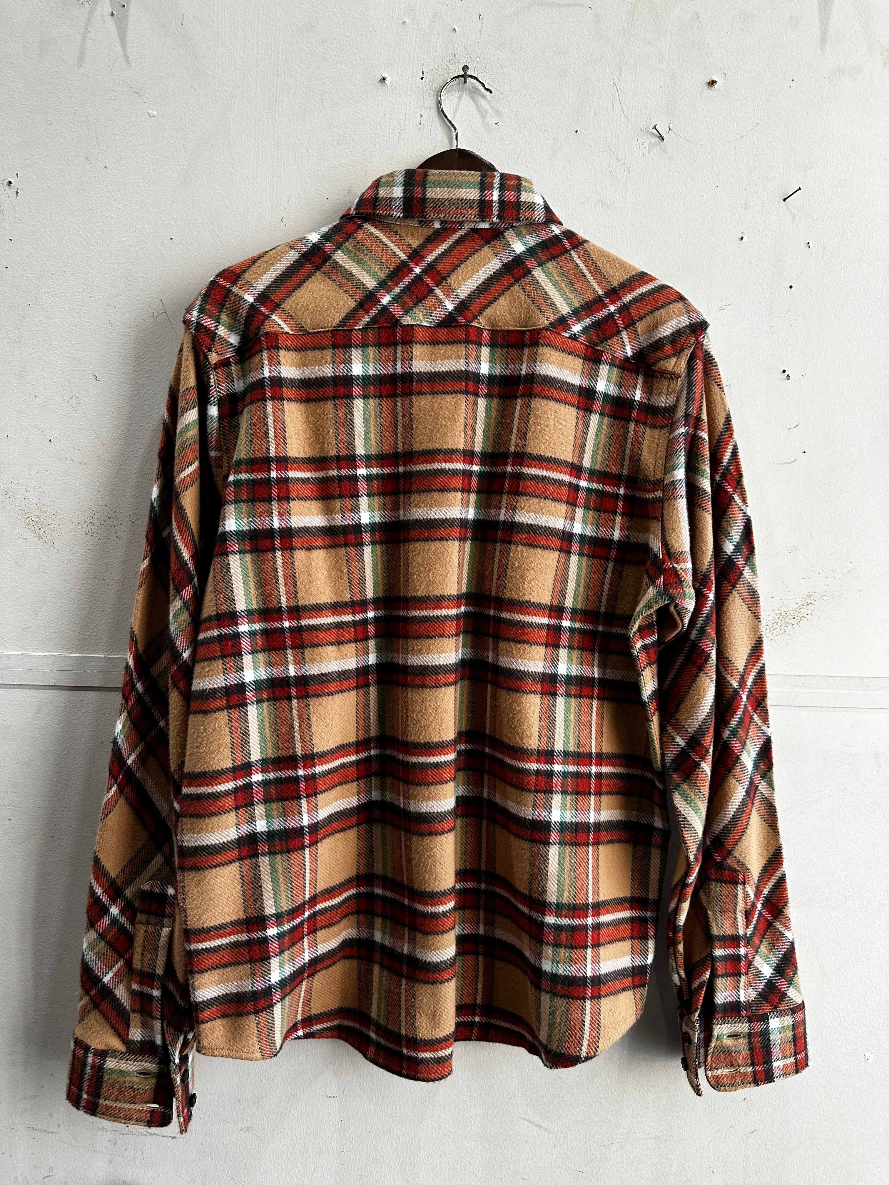 Bryson Shirt | Beige, Red, White, Green Flannel Check | Indigofera