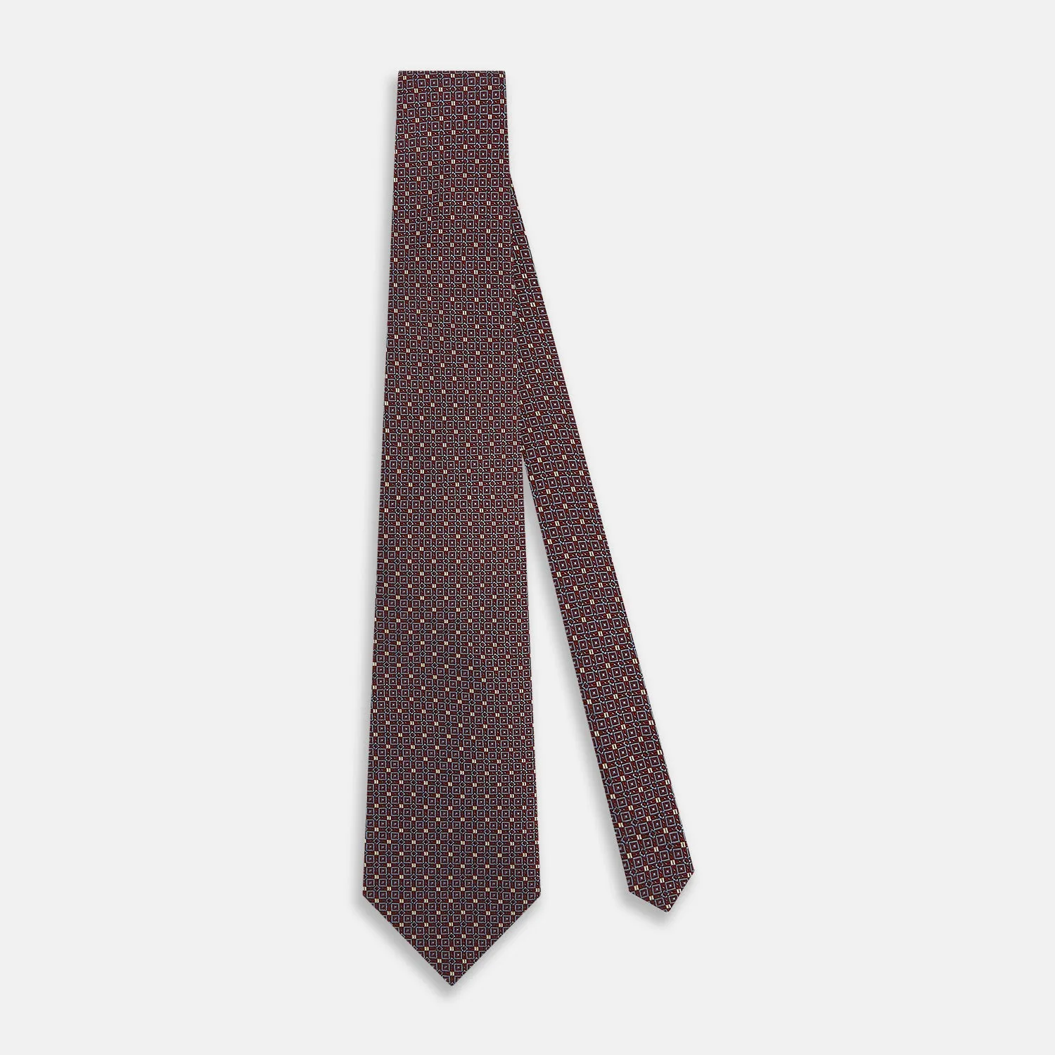 Burgundy Geometric Silk Tie