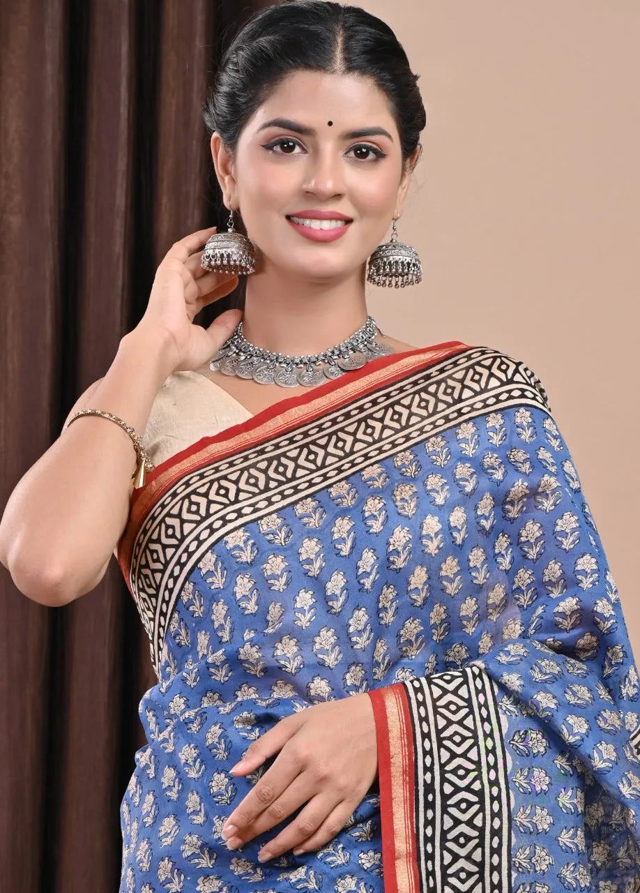 Buti Print Chanderi Silk Saree (CHSAR50)